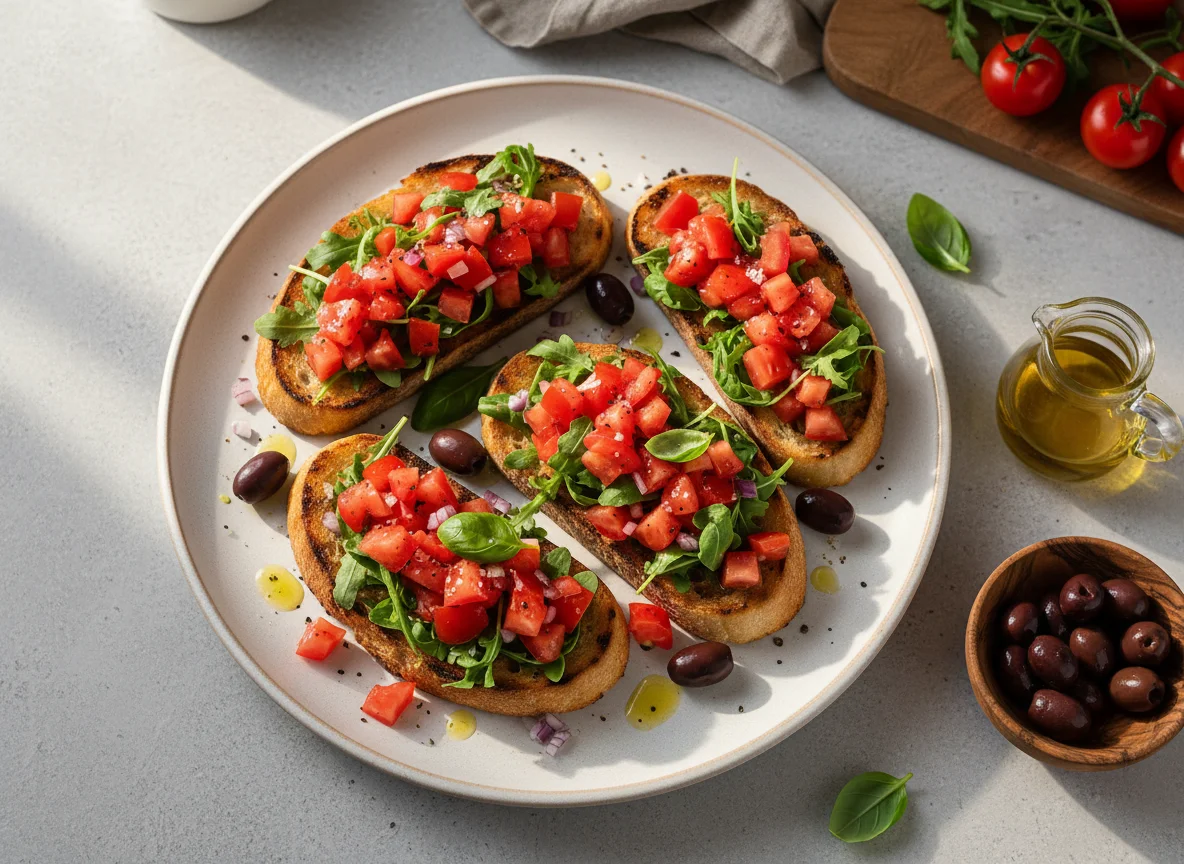 Bruschetta mit Tomaten und Rucola photo