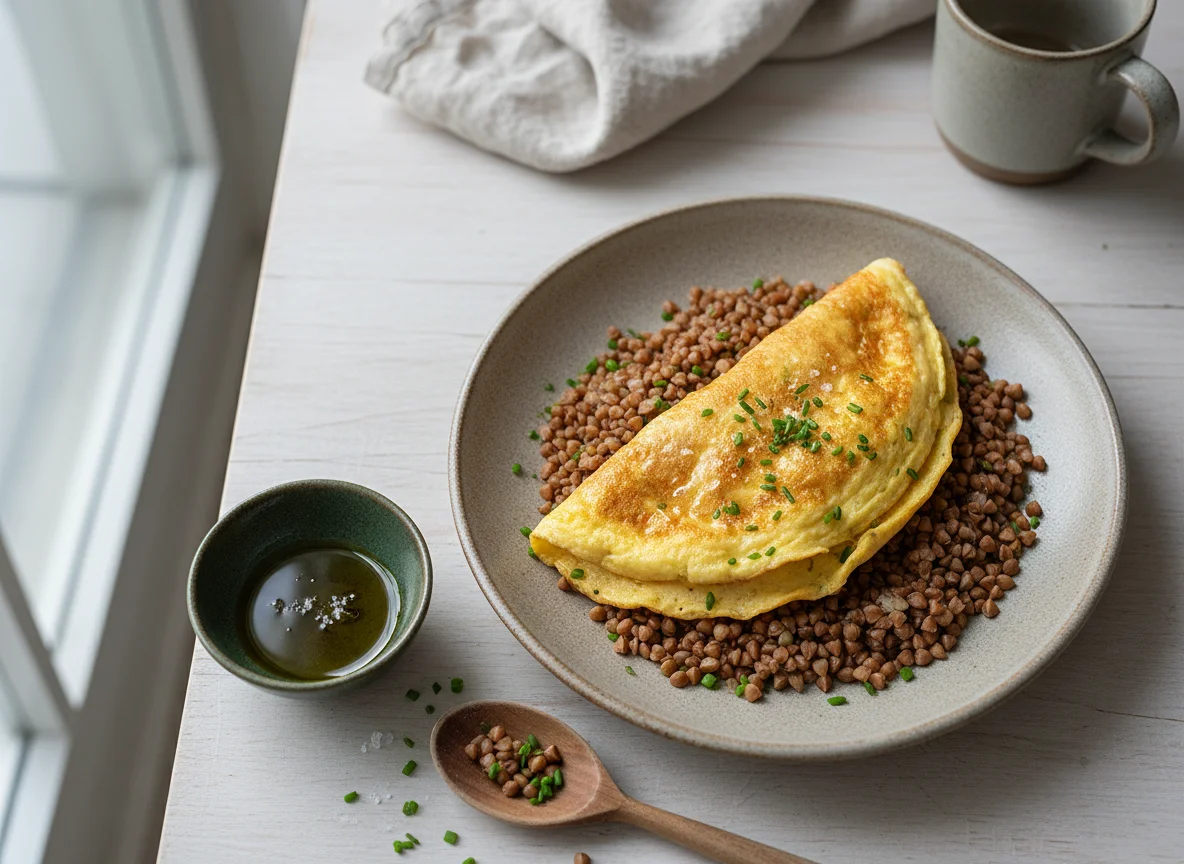 Buchweizen mit Omelett photo