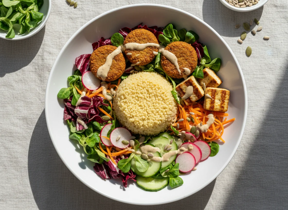 Buddha Bowl mit Falafel und Couscous photo