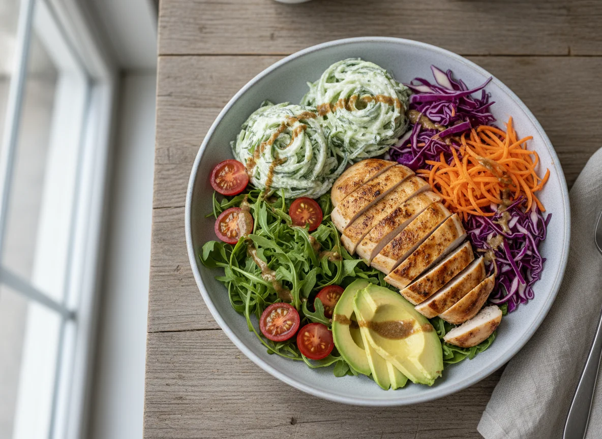 Buddha Bowl mit Hähnchen und Gemüse photo