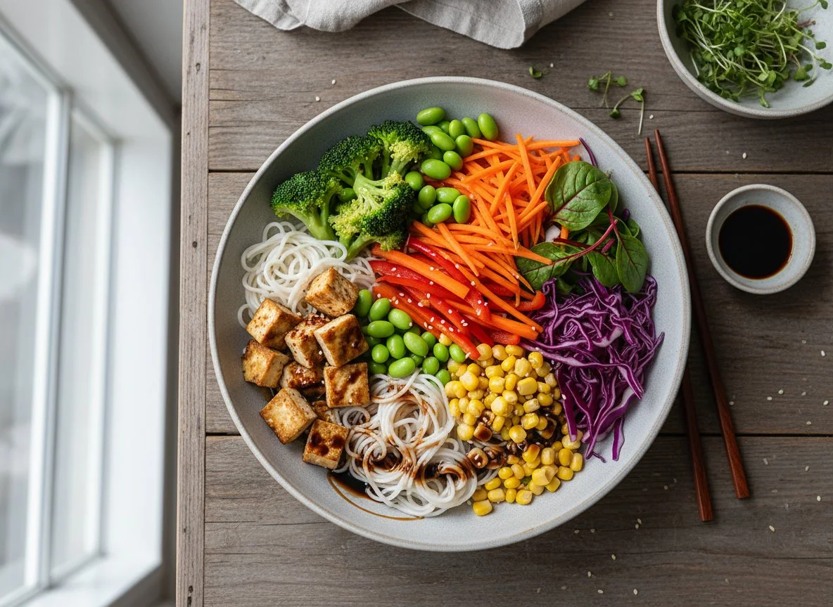 Buddha Bowl mit Tofu und Gemüse photo