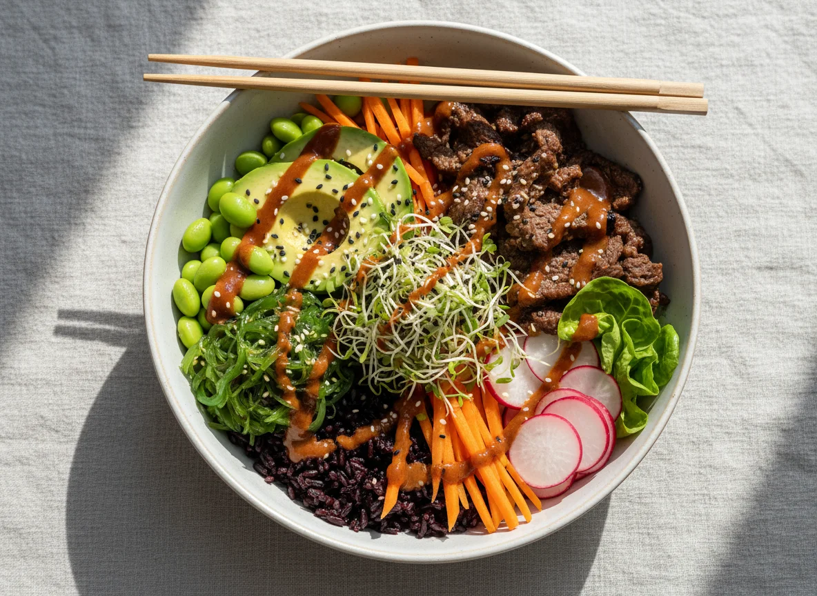 Bulgogi Rindfleisch Poke Bowl photo