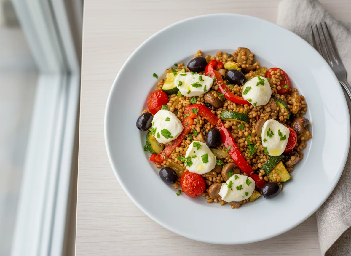 Bulgur mit Gemüse und Mozzarella photo