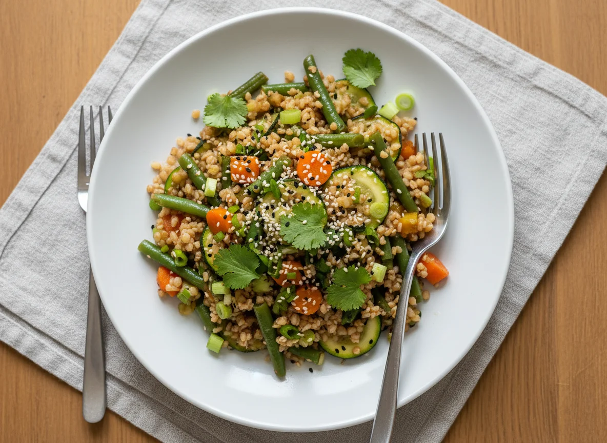 Bulgur mit Gemüse und Sesam photo