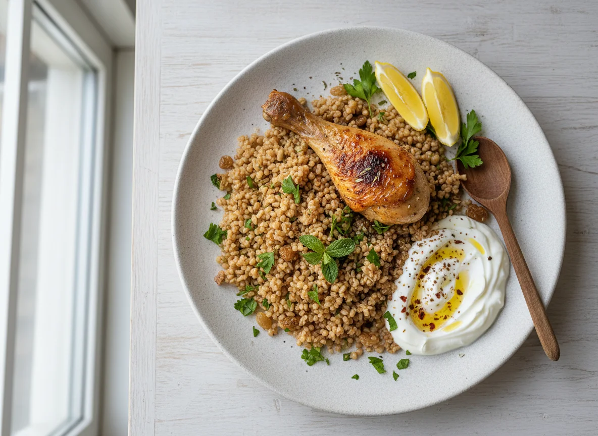 Bulgur mit Hähnchen und Joghurt photo