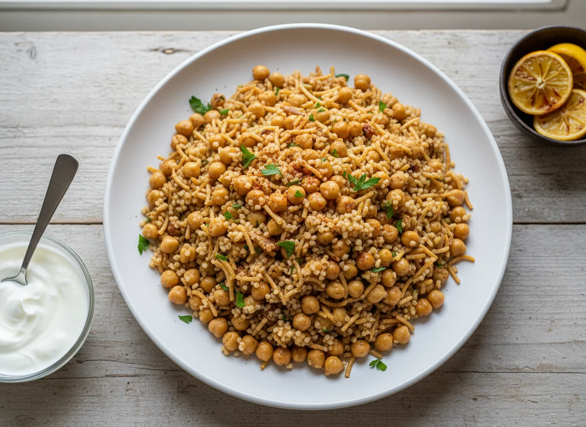 Bulgur mit Kichererbsen und Fadennudeln photo