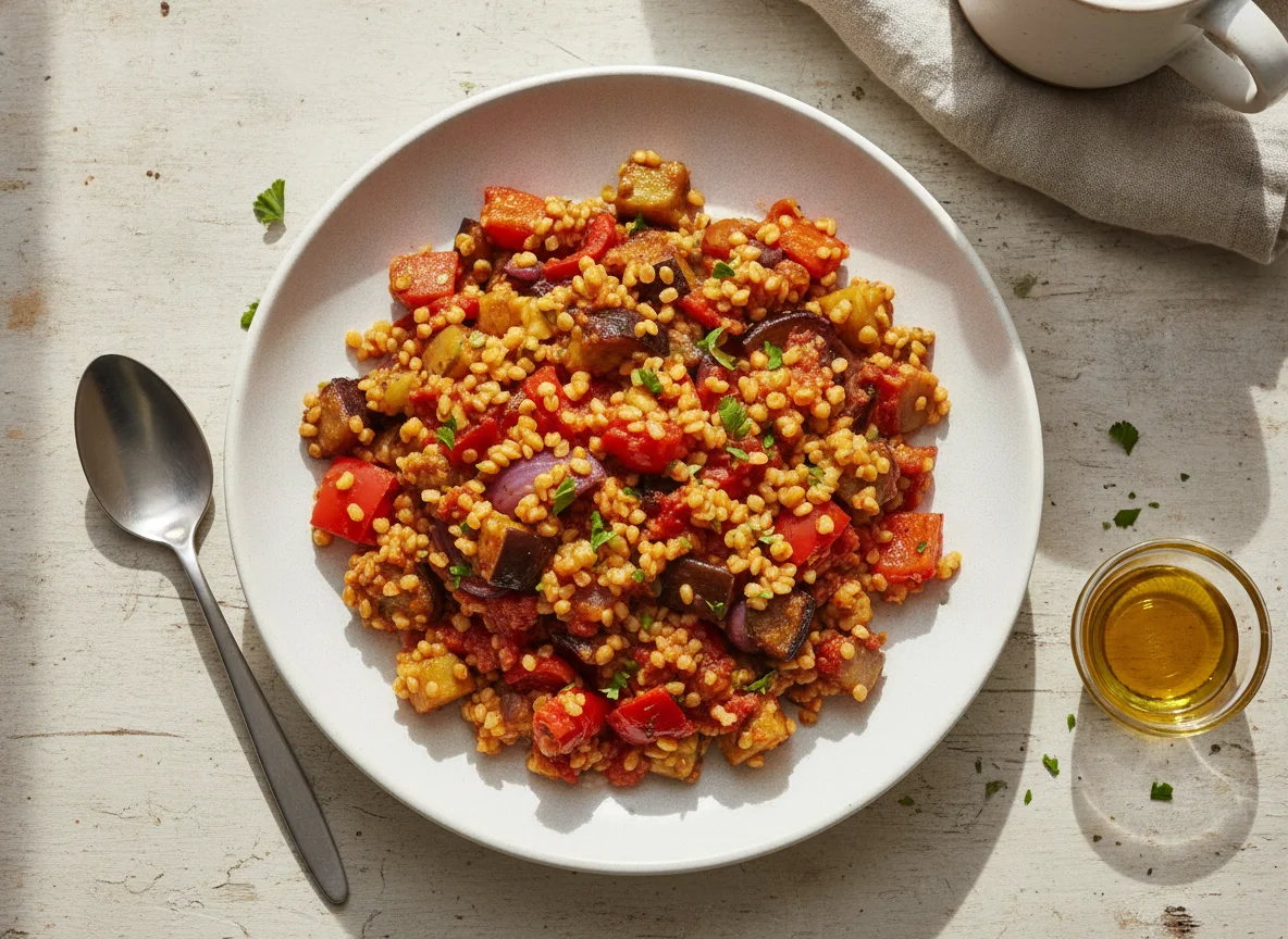 Bulgur-Pfanne mit Gemüse photo