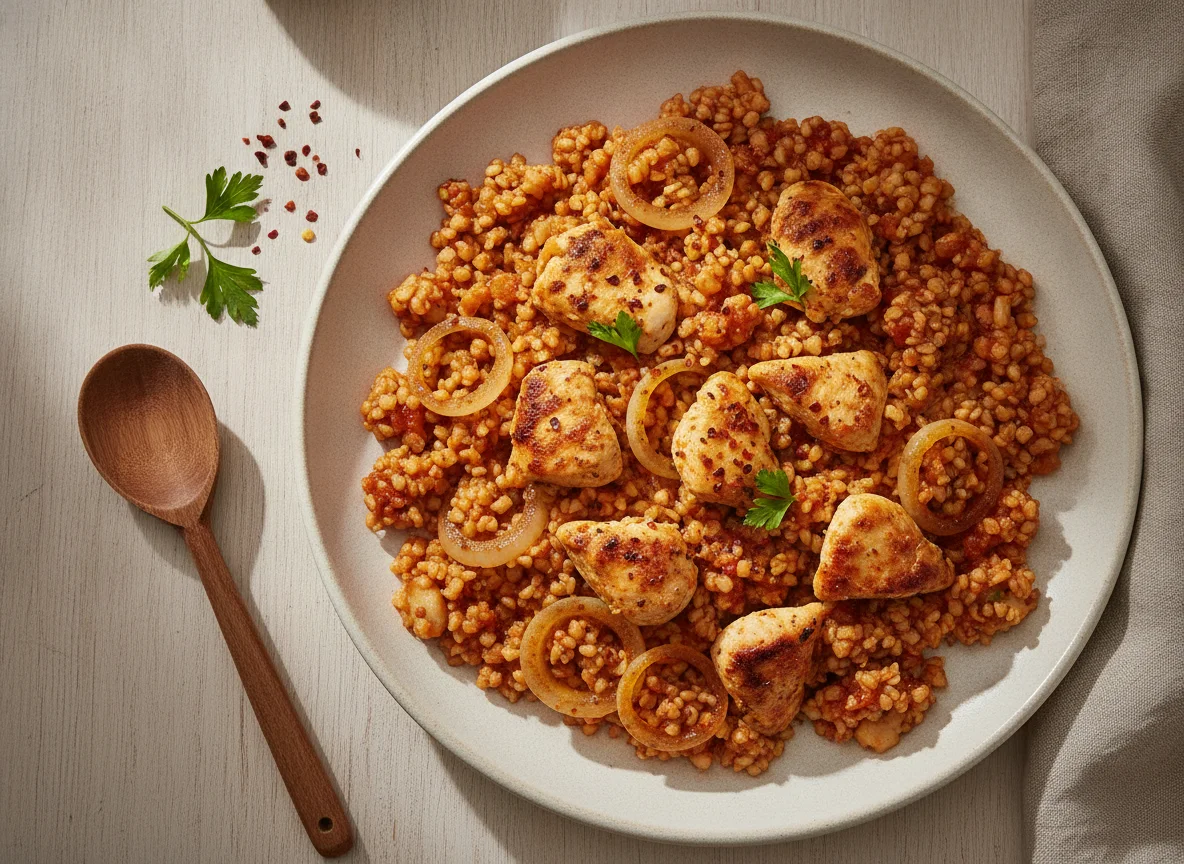 Bulgur-Pfanne mit Hähnchen photo