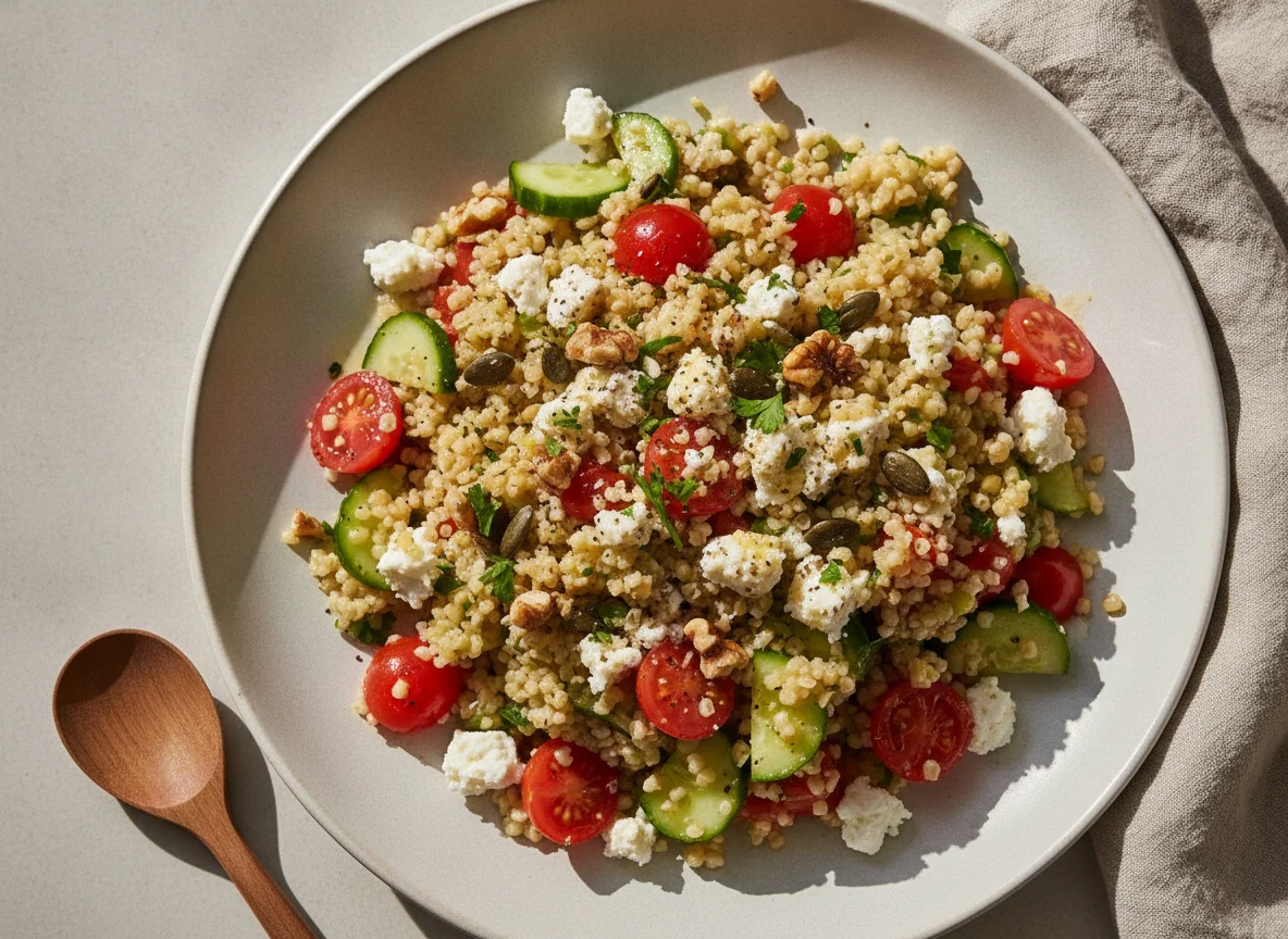 Bulgur-Salat mit Feta und Gemüse photo