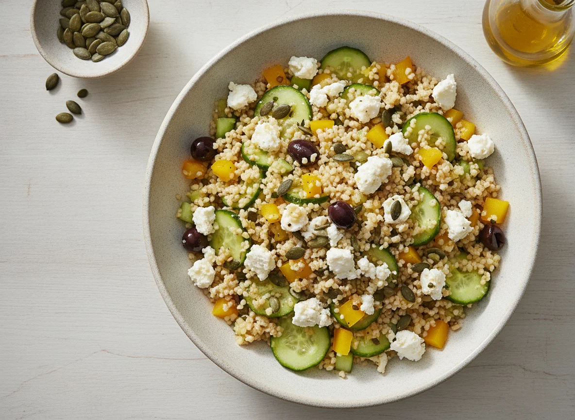 Bulgursalat mit Feta und Gemüse photo