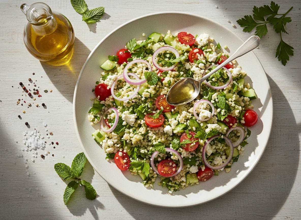 Bulgursalat mit Feta und Kräutern photo