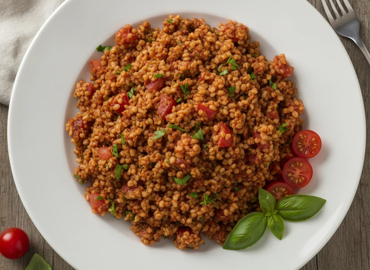 Bulgur-Salat mit Tomatensauce photo