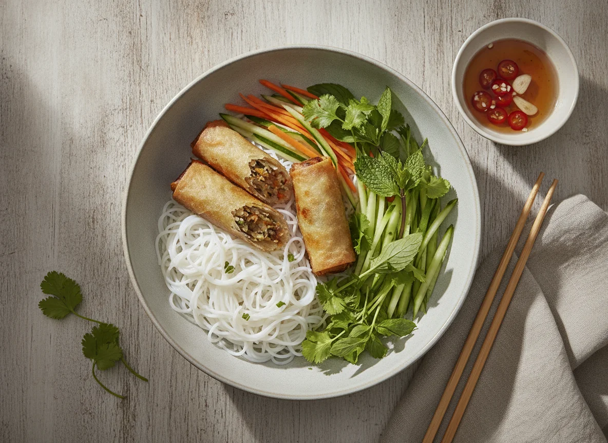 Bun Nem (Vietnamesische Frühlingsrollen mit Reisnudeln) photo