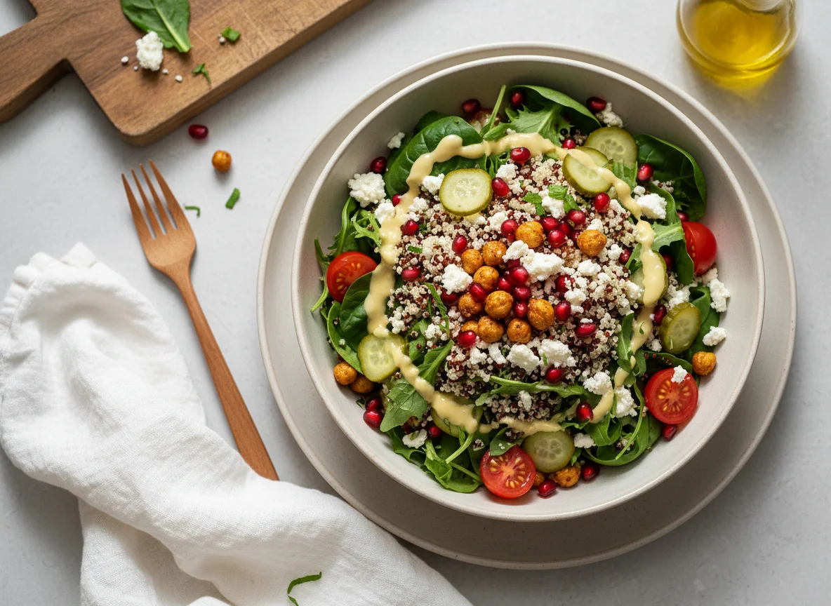 Bunte Salatbowl mit Quinoa und Feta photo