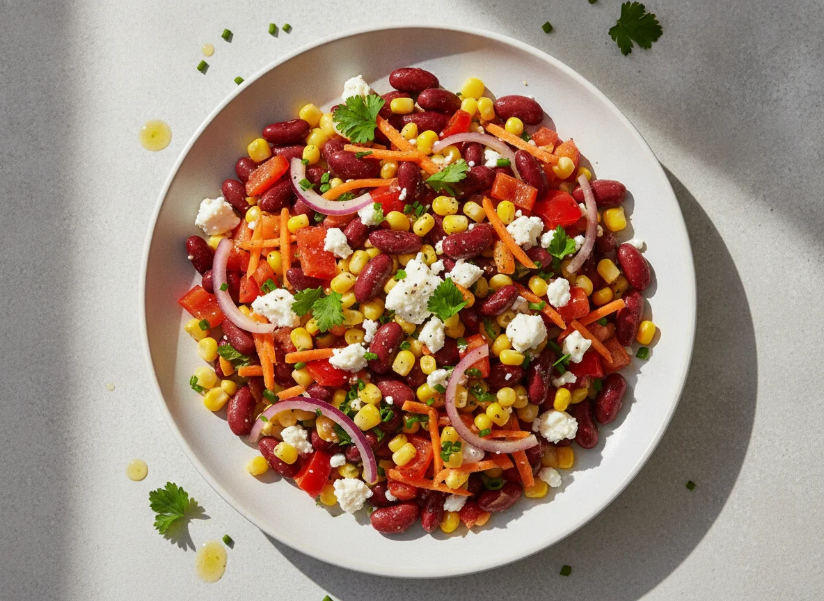 Bunter Bohnensalat mit Feta photo
