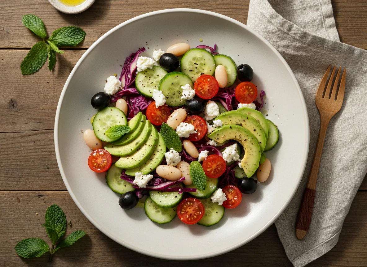 Bunter Salat mit Feta und Bohnen photo