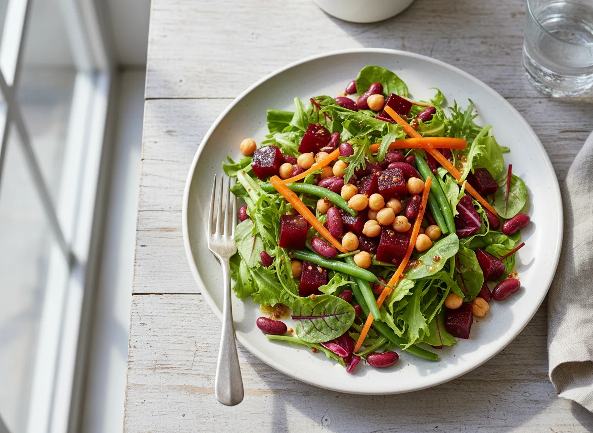 Bunter Salat mit Hülsenfrüchten und Rote Bete photo