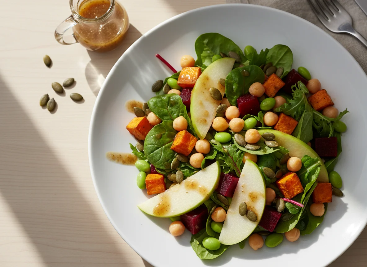 Bunter Salat mit Kürbiskernen photo