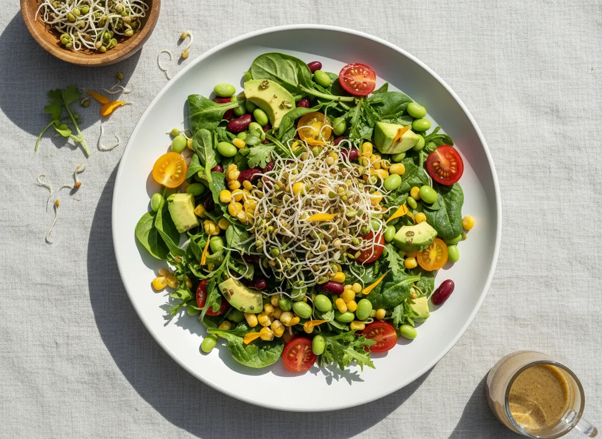 Bunter Salat mit Sprossen photo