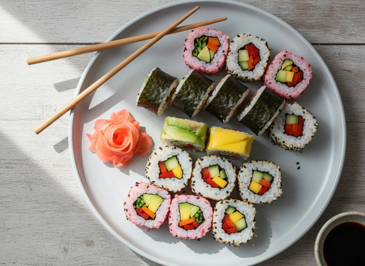 Buntes vegetarisches Sushi-Set photo