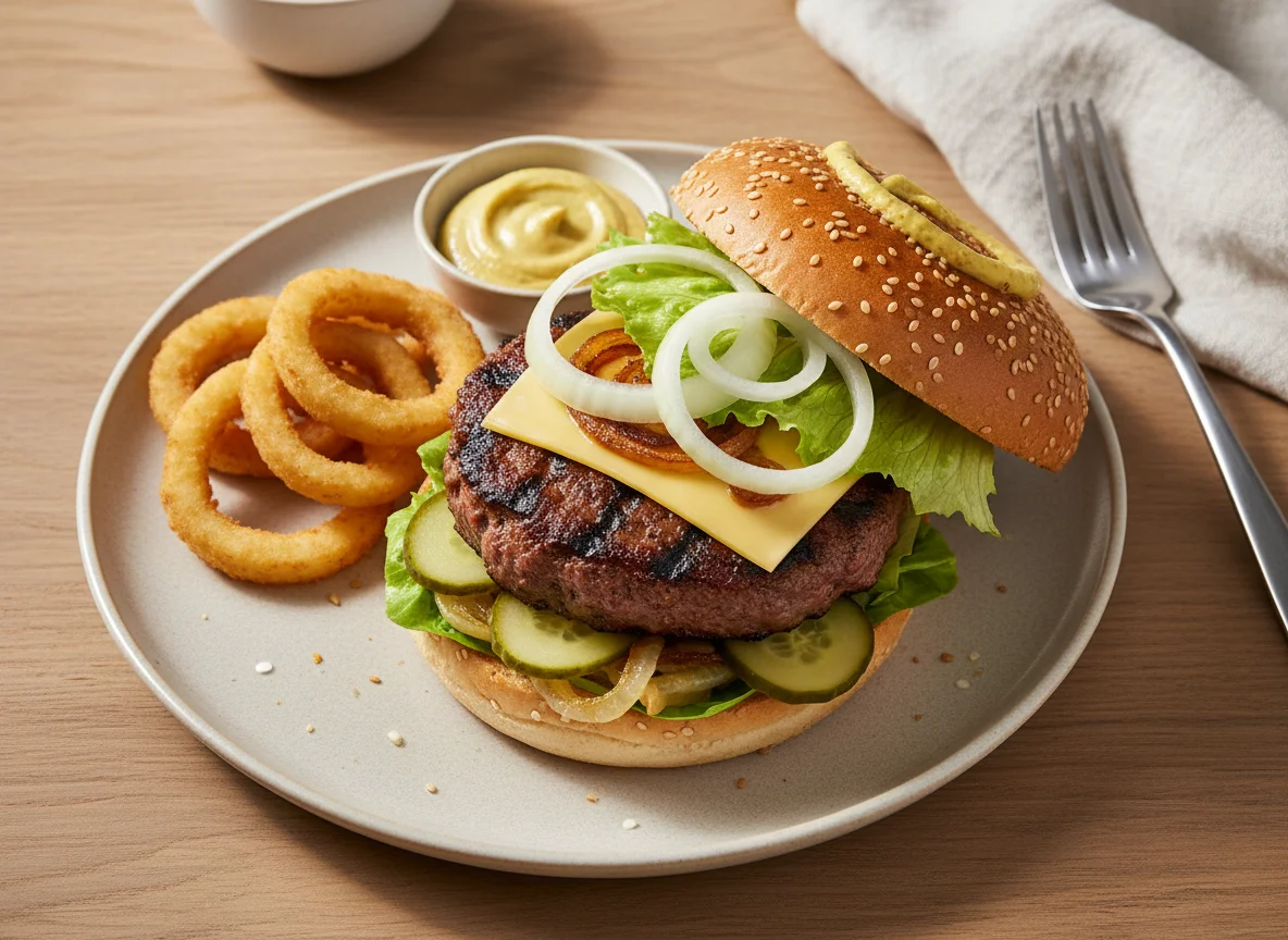 Burger mit Beilagen photo