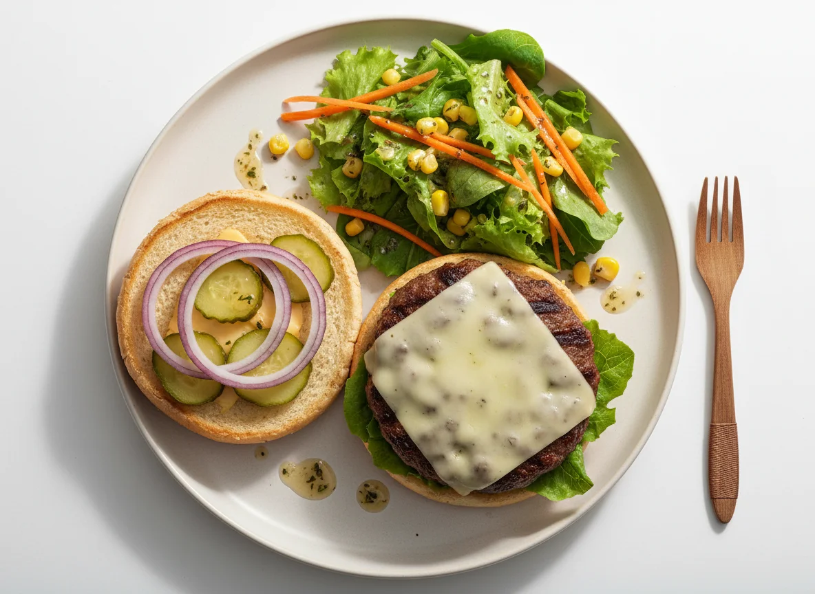 Burger mit Beilagensalat photo