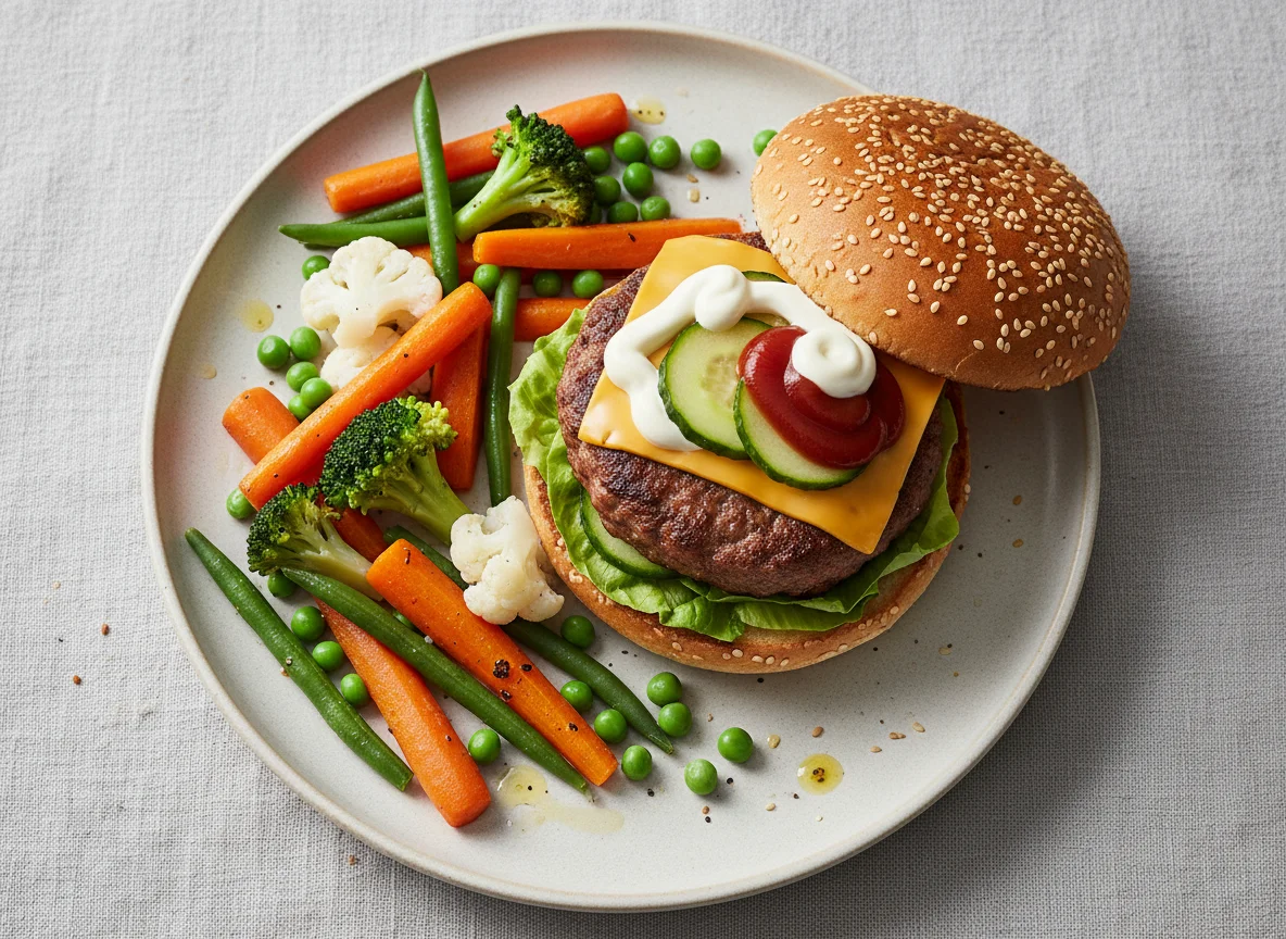 Burger mit gemischtem Gemüse photo