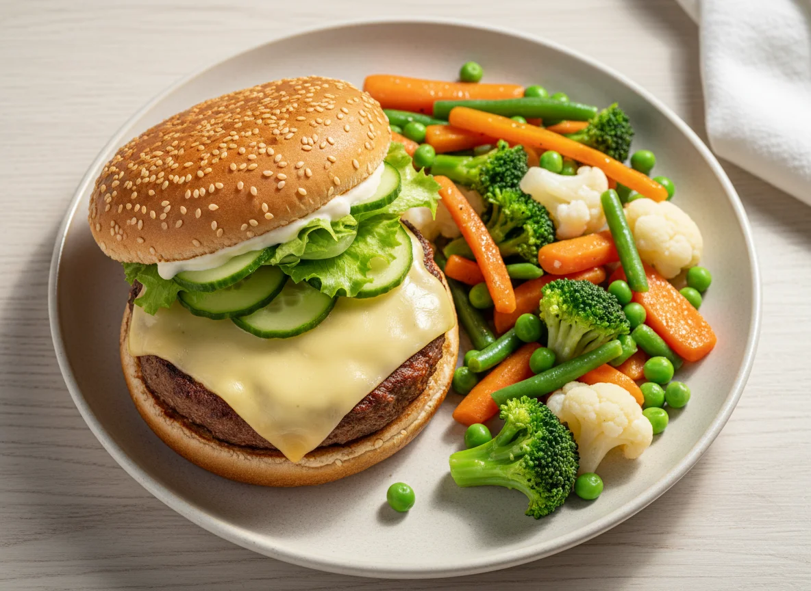 Burger mit Gemüsebeilage photo