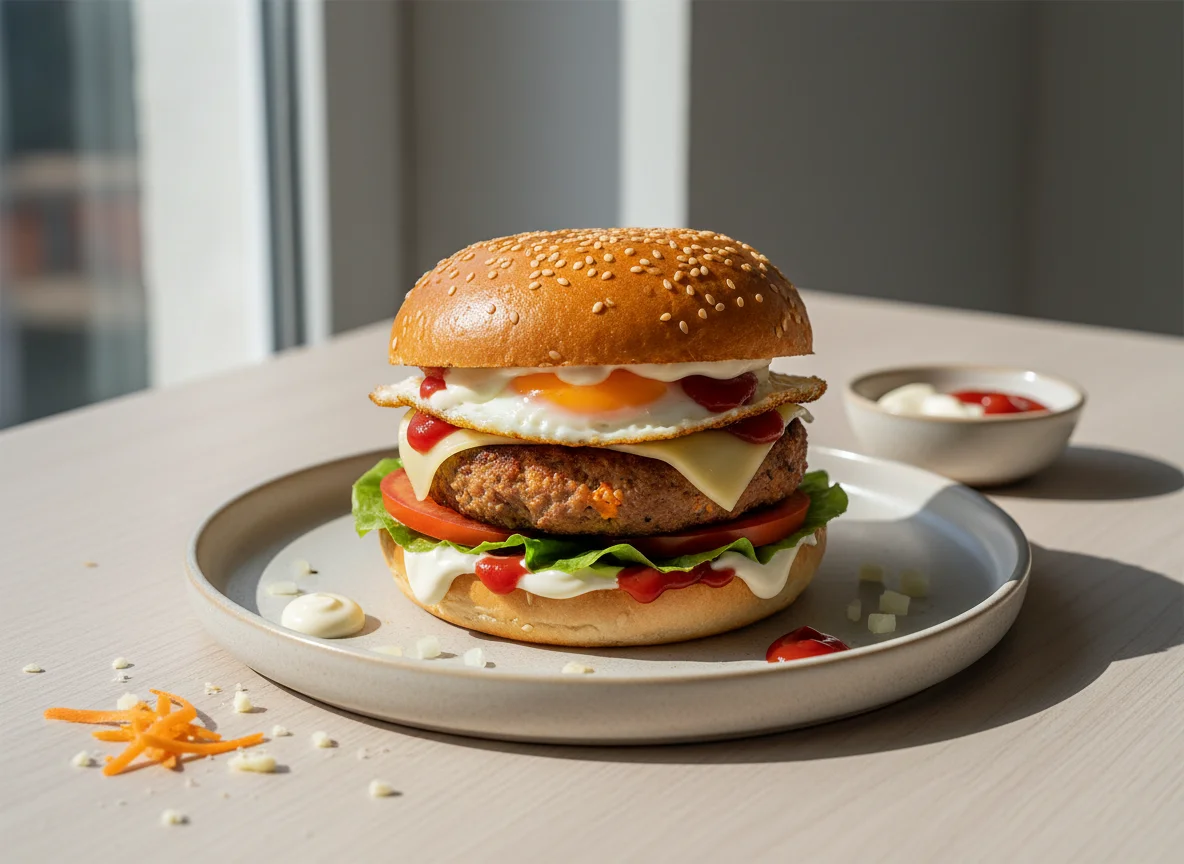 Burger mit Karotten-Käse-Patties photo