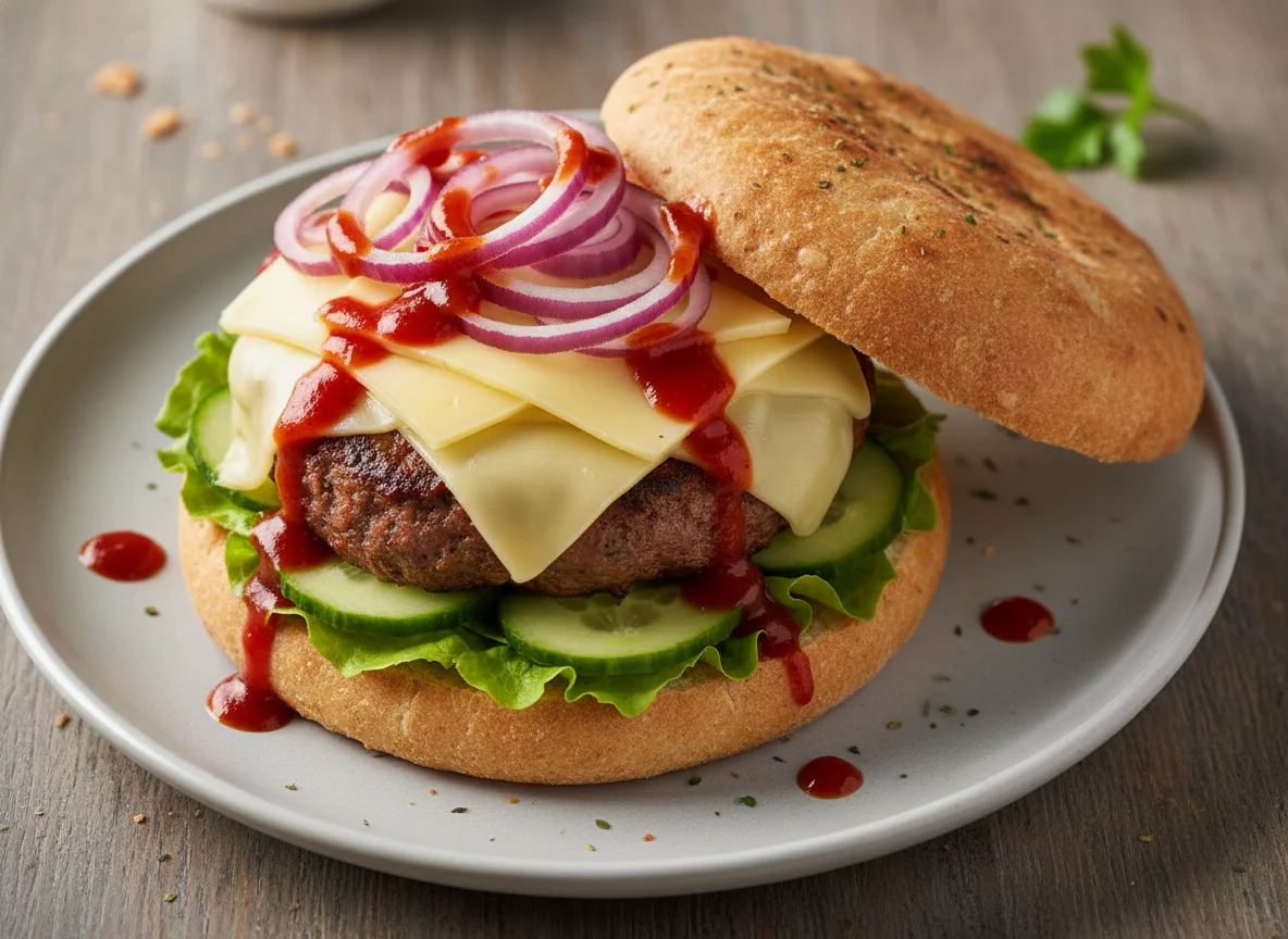 Burger mit Käse und Gemüse photo