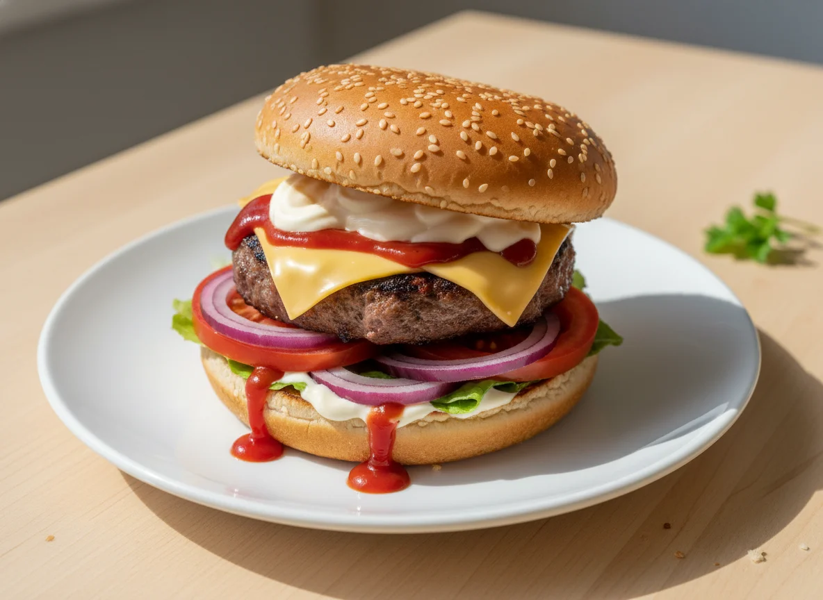 Burger mit Rindfleisch und Gemüse photo