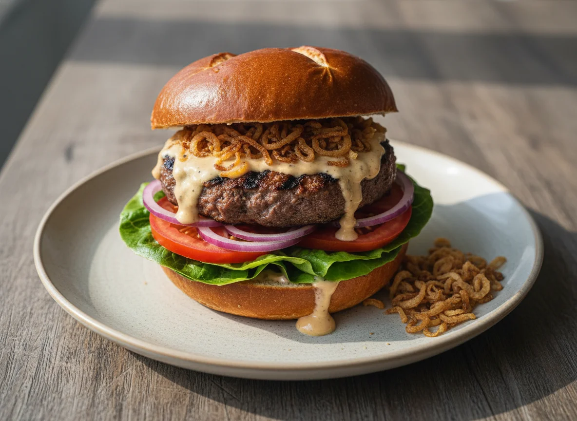 Burger mit Rindfleisch und Salat photo