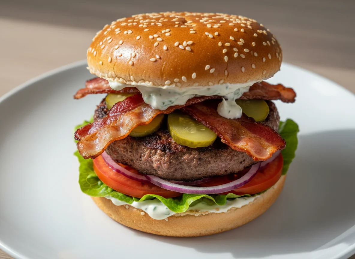 Burger mit Speck und Zwiebeln photo
