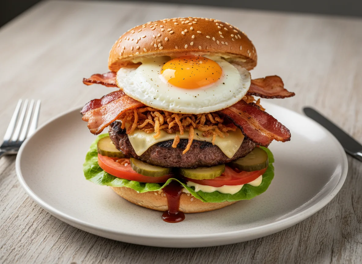 Burger mit Spiegelei und Bacon photo