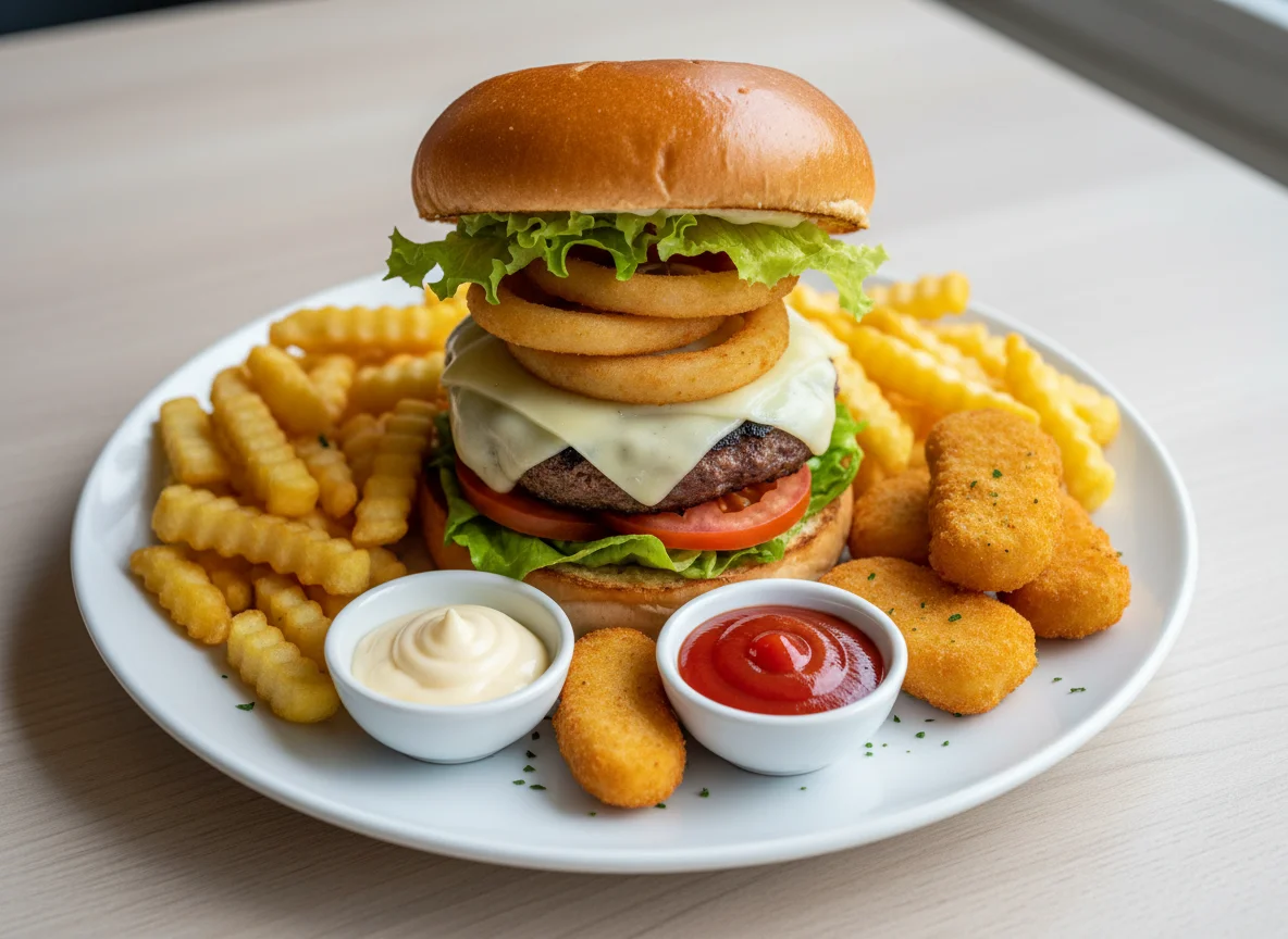 Burger und frittierte Snacks photo