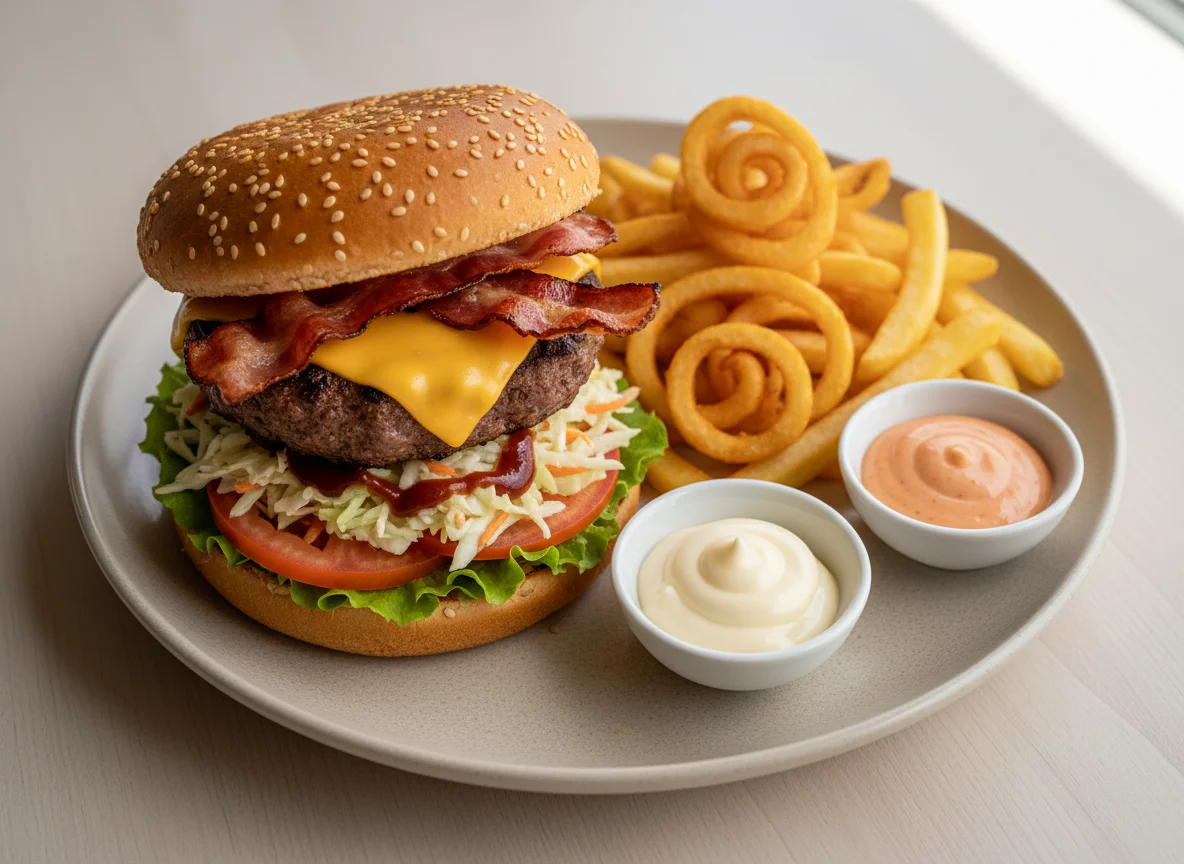 Burger und Pommes photo