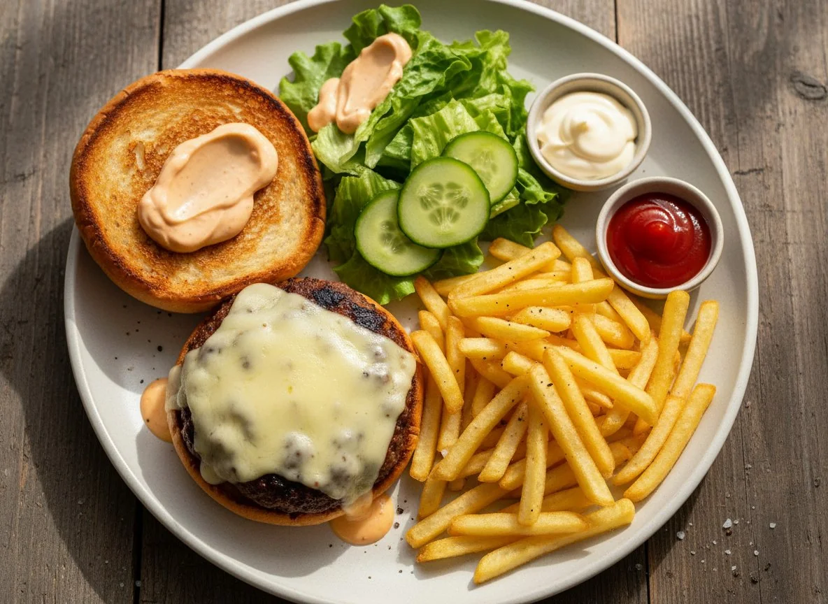 Burger und Pommes Frites photo