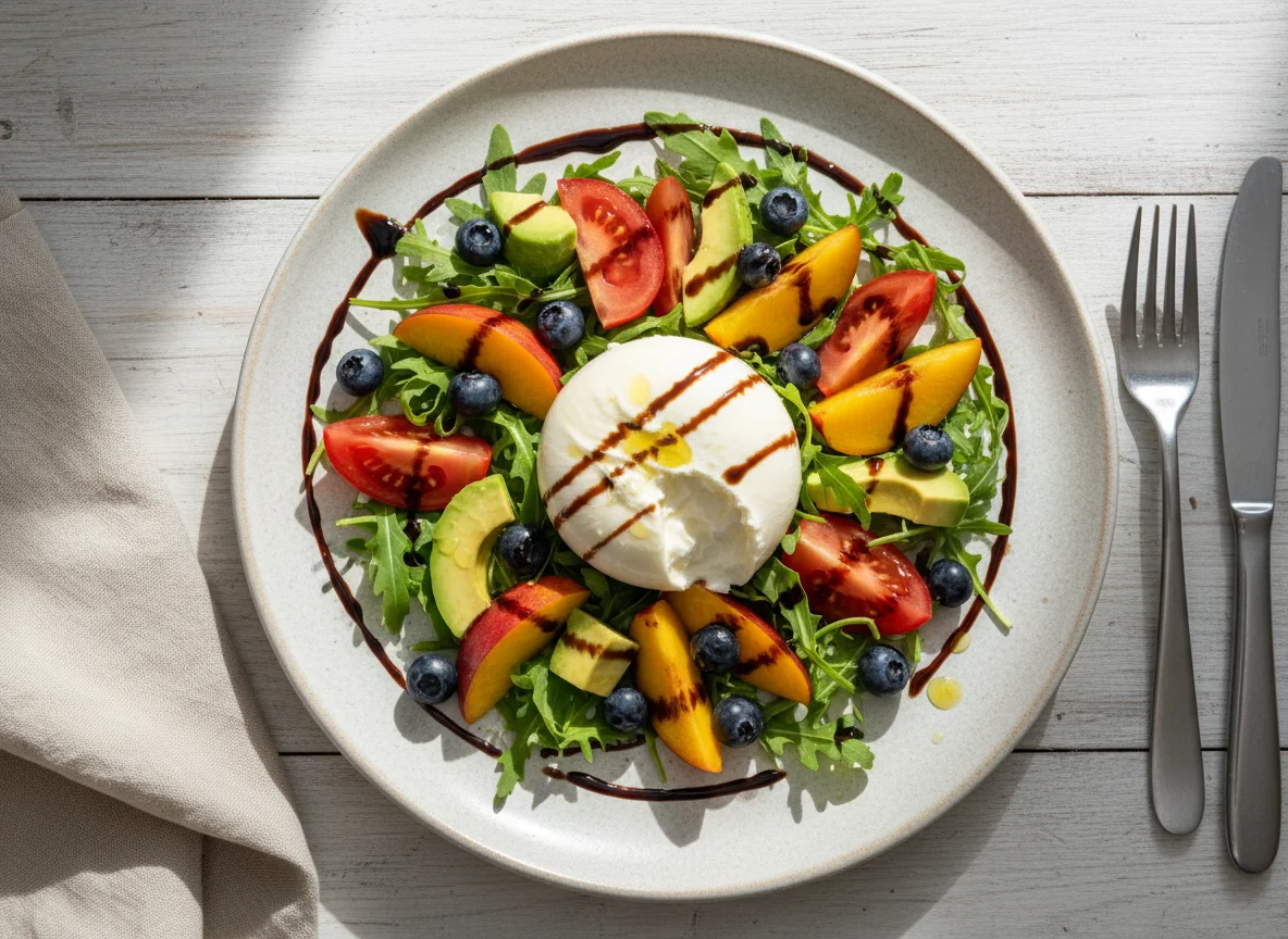 Burrata-Salat mit Früchten und Balsamico photo