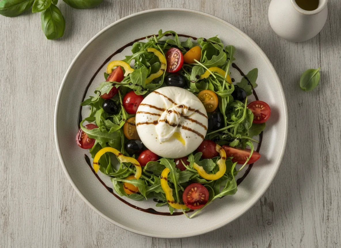 Burrata-Salat mit Rucola und Tomaten photo