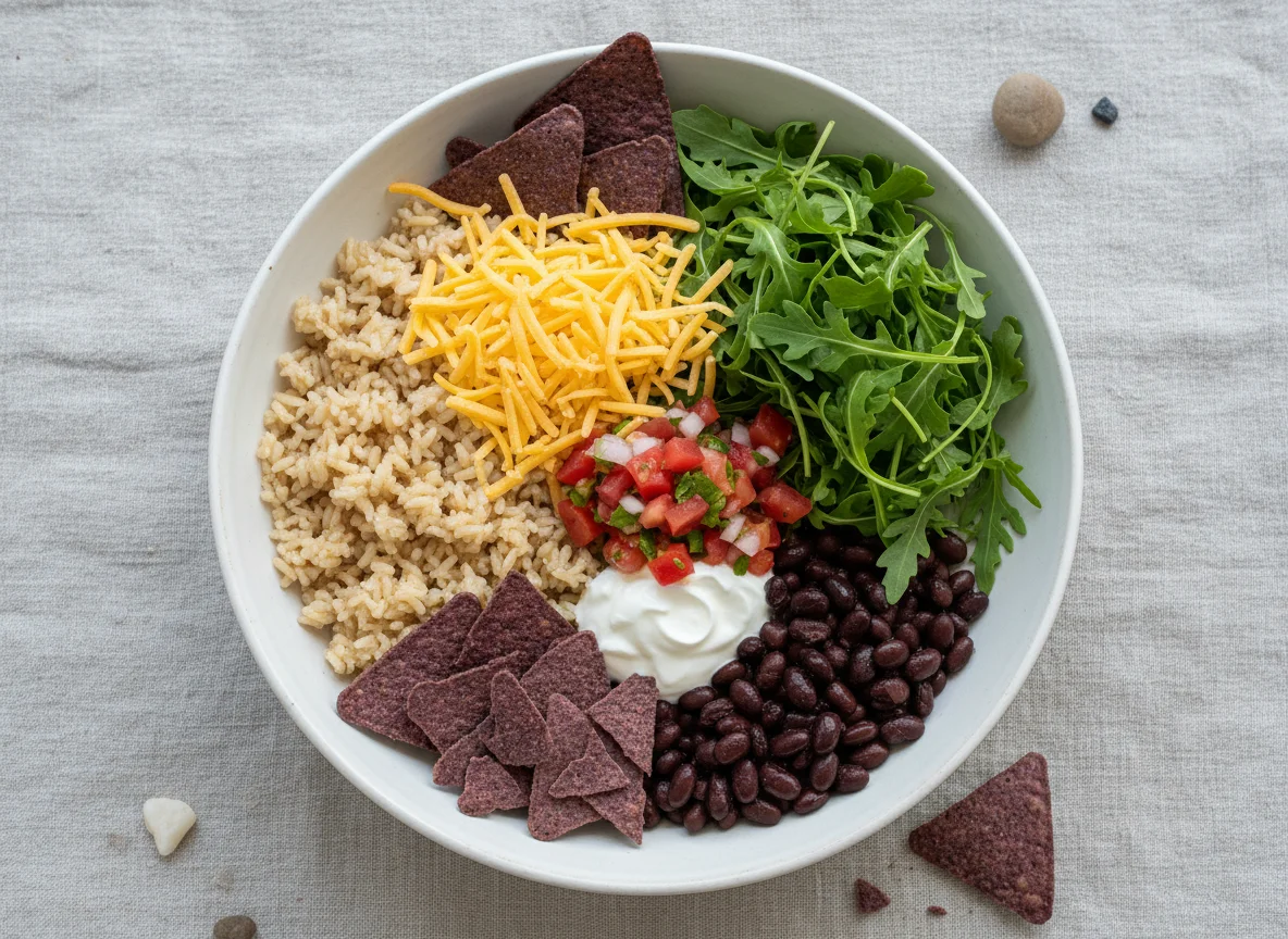 Burrito Bowl mit Reis und Salat photo