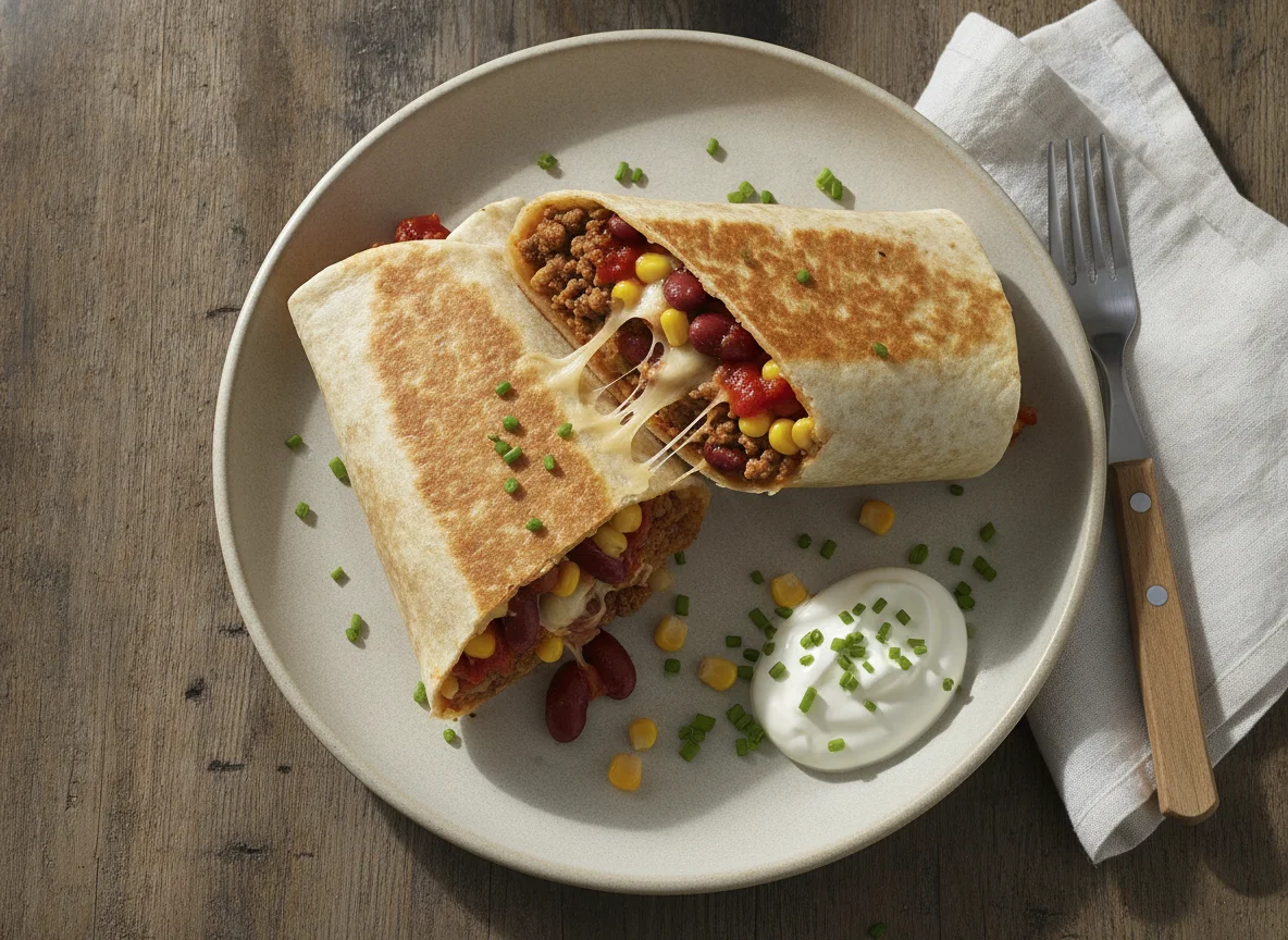 Burrito mit Hackfleisch und Käse photo