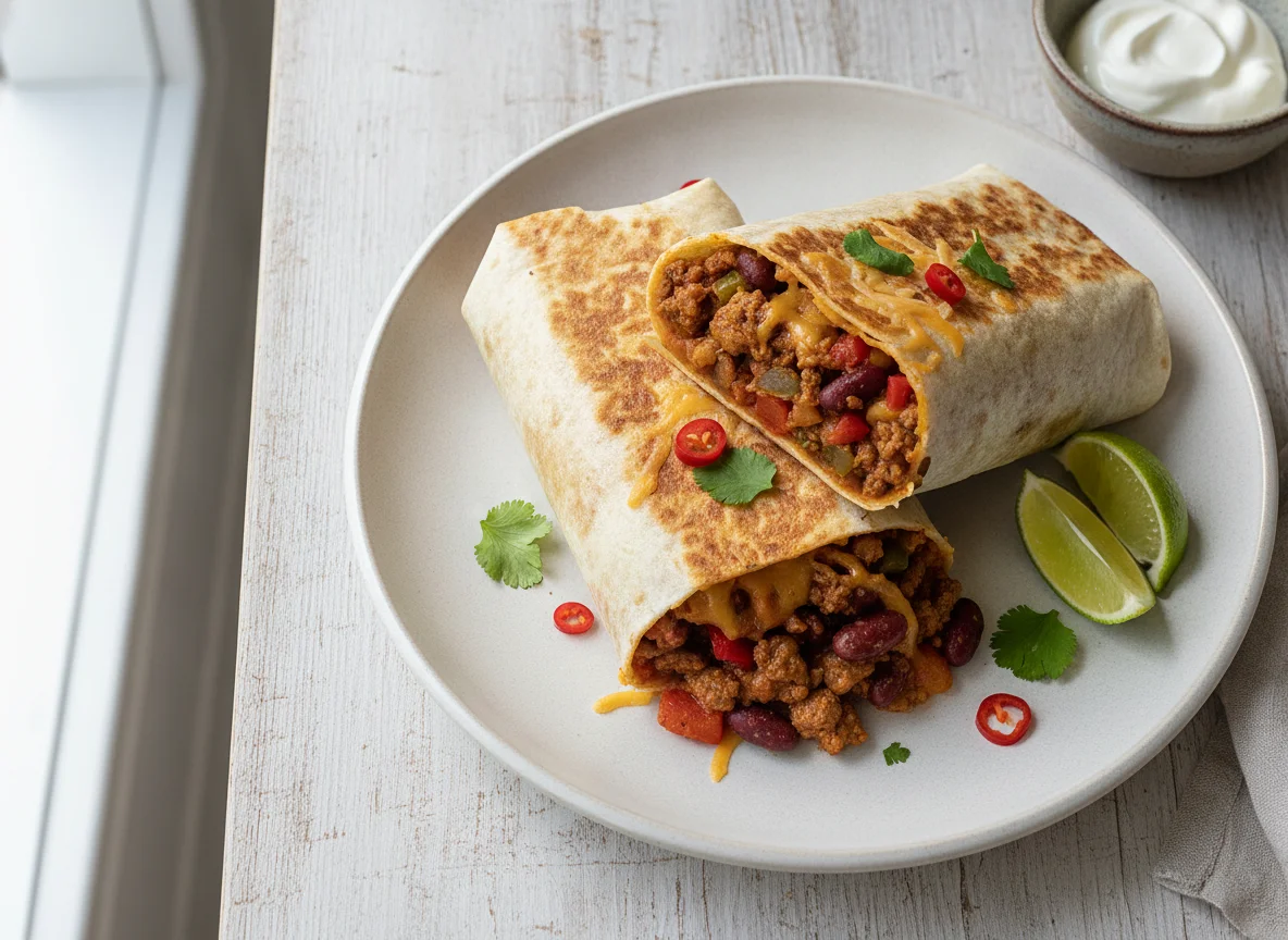 Burritos mit Chili con Carne Füllung photo