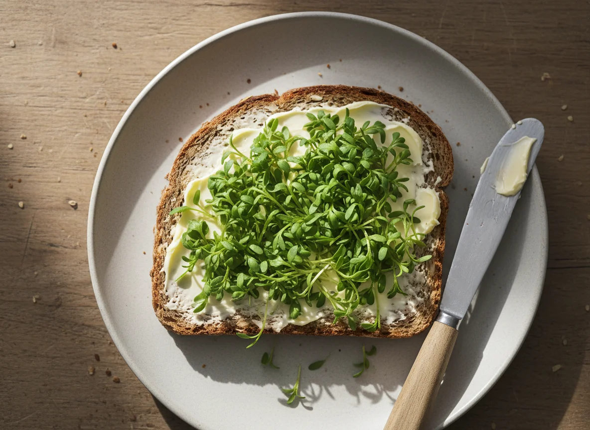 Butterbrot mit Kresse photo