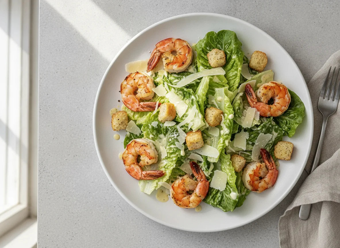 Caesar Salad mit Garnelen photo