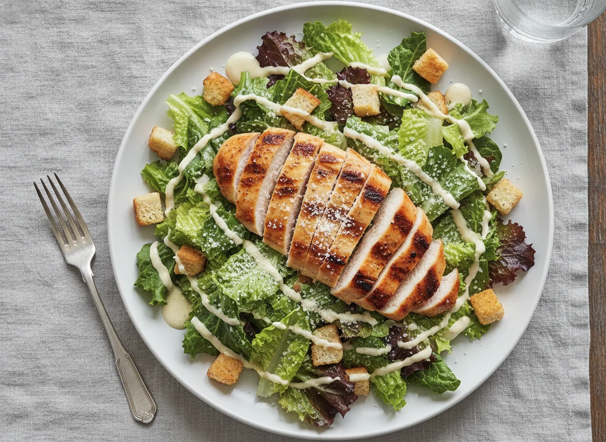 Caesar Salad mit gegrilltem Hähnchen photo