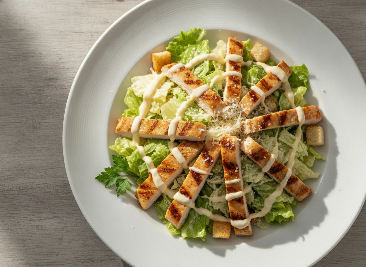 Caesar Salad mit Hühnerstreifen photo