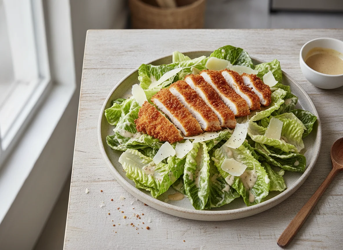 Caesar Salad mit knusprigem Hähnchen photo