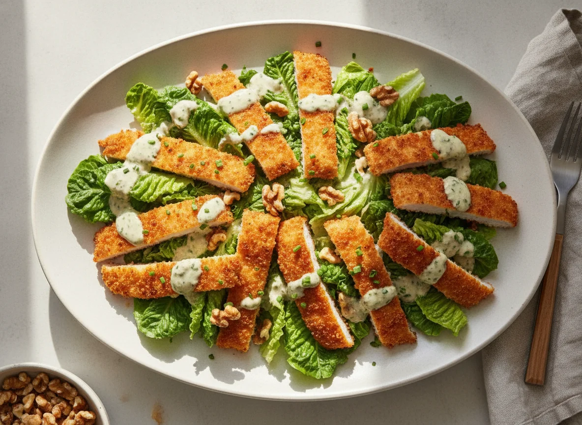 Caesar Salad mit paniertem Poulet photo