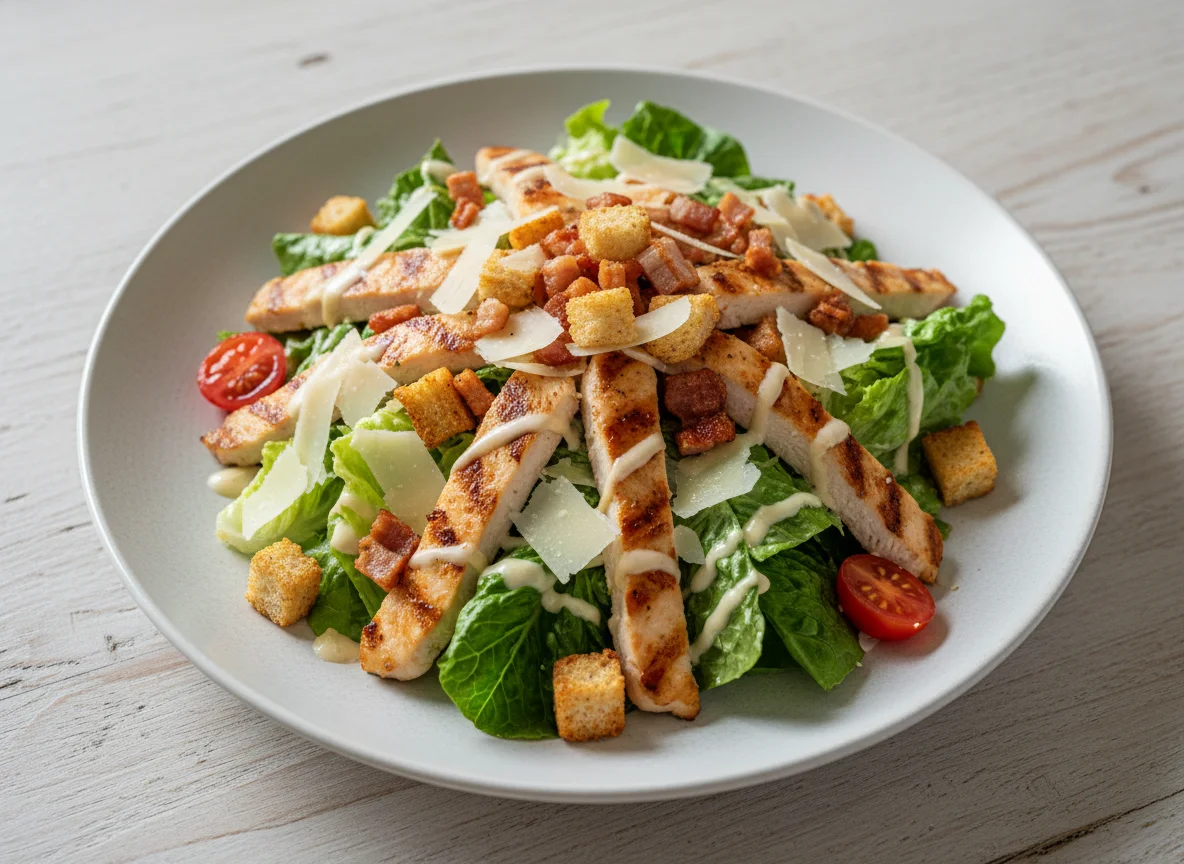Caesar Salat mit Poulet und Speck photo