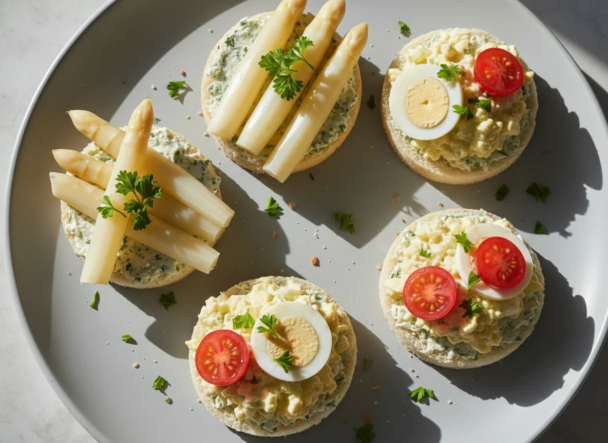 Canapés mit Spargel und Eiersalat photo